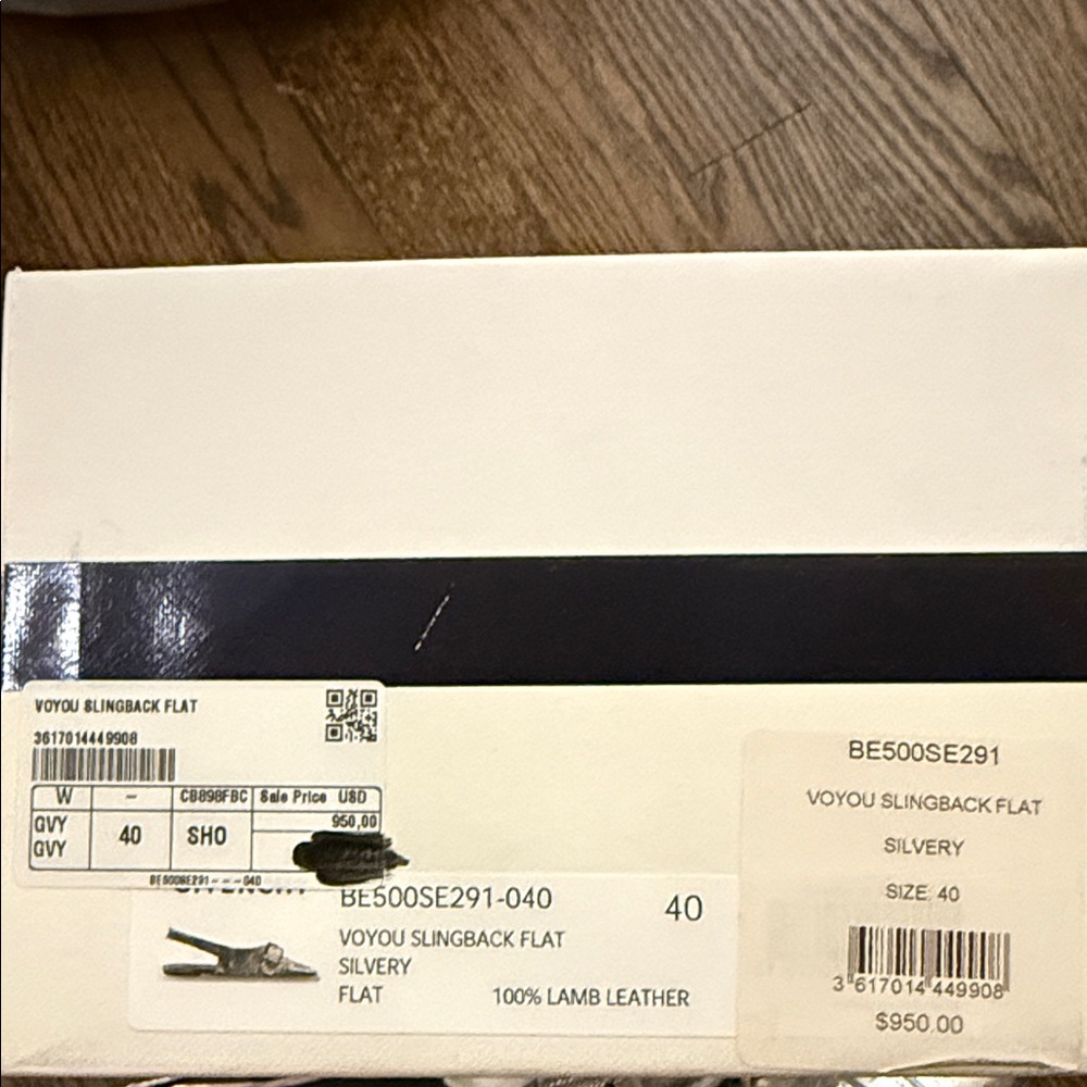 Givenchy Voyou Runway Slingback Flats Silvery Lamb Leather EU 40 New In Box $950 - Picture 6 of 8